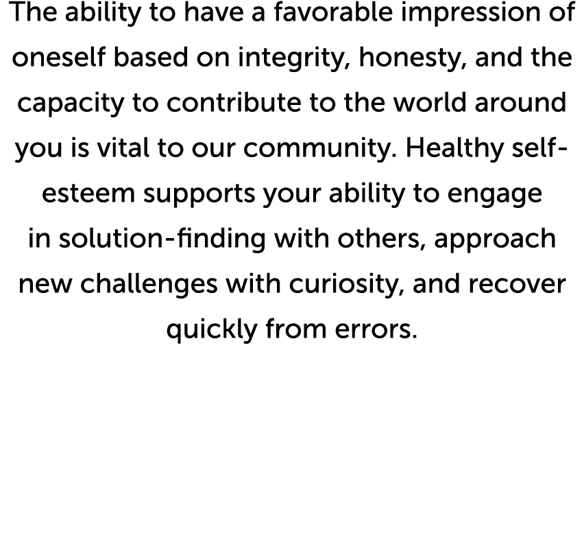 The ability to have a favorable impression of oneself based on integrity, honesty, and the capacity to contribute to    